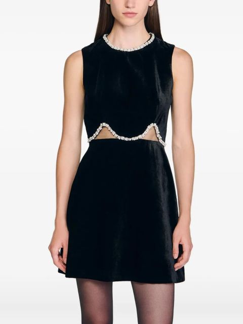 SANDRO Maryline embellished cut-out mini dress - Black