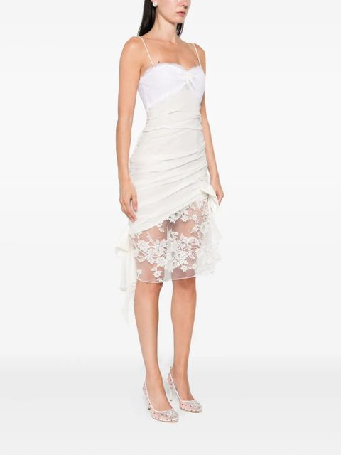 Alessandra Rich draped lace mini dress - White - zdjęcie produktu nr 2