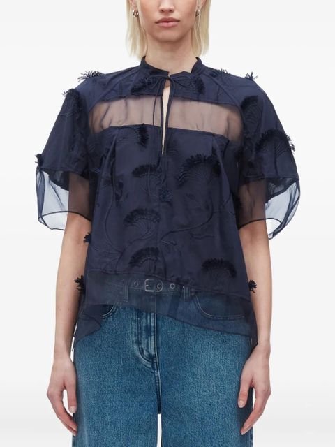 3.1 Phillip Lim embroidered ruffled blouse - Blue - zdjęcie produktu nr 2