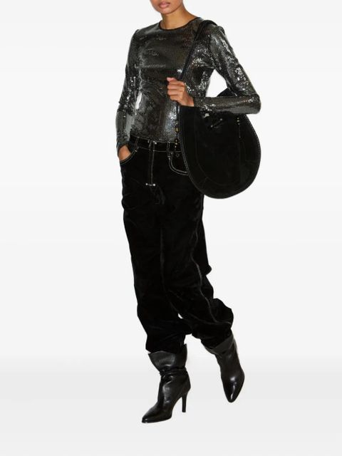 ISABEL MARANT Stelyna contrast-stitch trousers - Black