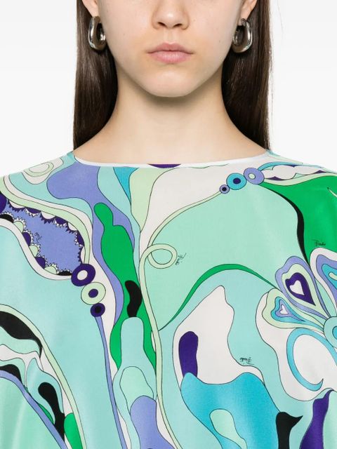 PUCCI Orchidee-print silk dress - Green