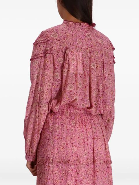 ISABEL MARANT ruffled-detail printed blouse - Pink - zdjęcie produktu nr 2