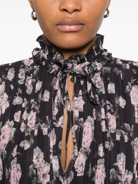 GANNI flora-printed georgette dress - Black