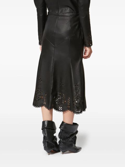 ISABEL MARANT NISIA laser-cut midi skirt - Black