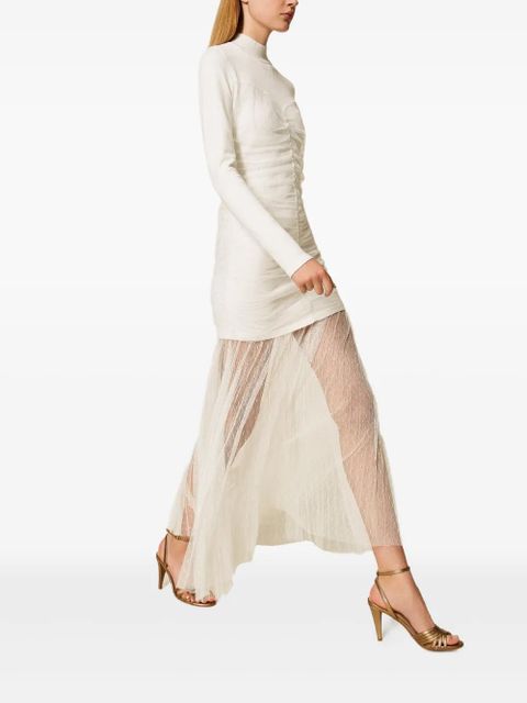 TWINSET tulle knit maxi dress - White