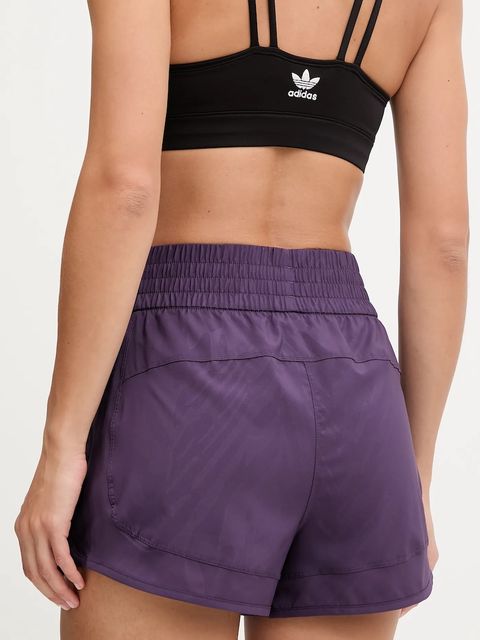 adidas Performance szorty treningowe Pacer damskie kolor fioletowy gładkie high waist JX7300