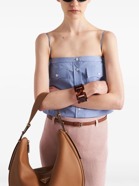 Prada belted ribbed cotton midi skirt - Pink