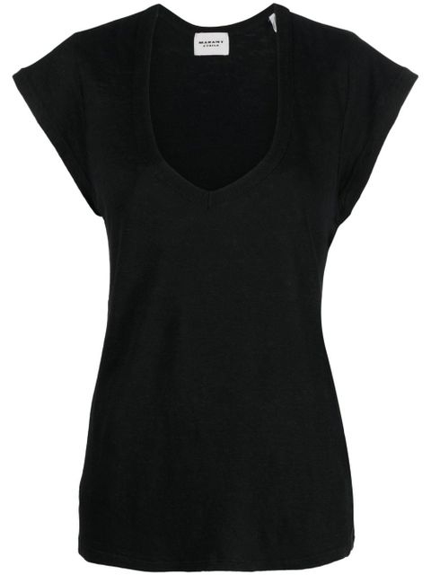 MARANT ÉTOILE Zankou linen short-sleeve top - Black - zdjęcie produktu nr 1