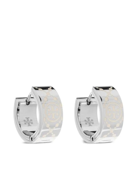 Tory Burch engraved logo earrings - Silver