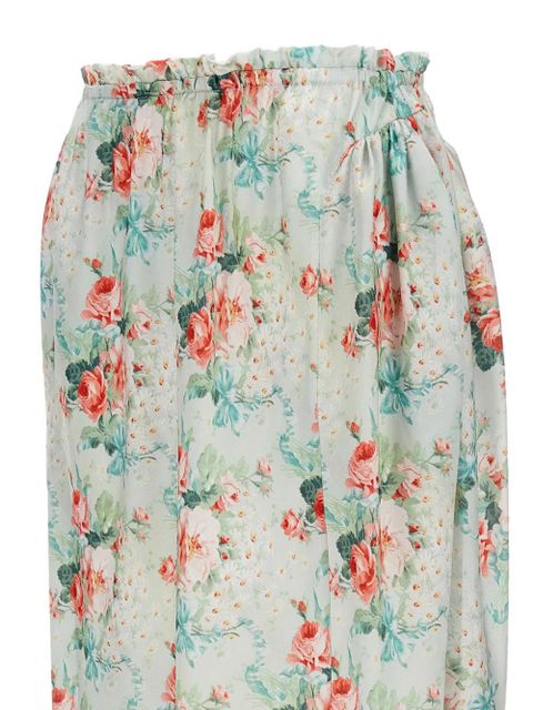 Simone Rocha floral-pattern elastic-waist midi skirt - White