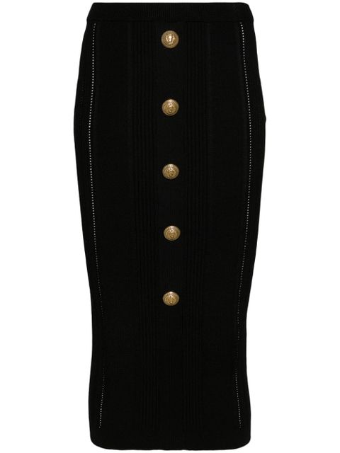 Balmain ribbed-knit midi skirt - Black - zdjęcie produktu nr 1