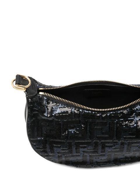FENDI mini Fendigraphy embroidery shoulder bag - Black