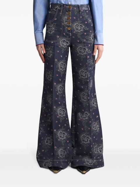 ETRO floral-jacquard flared jeans - Blue - zdjęcie produktu nr 2