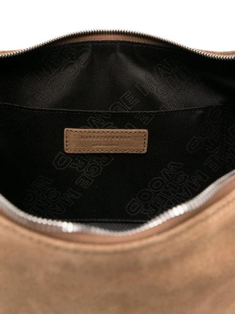 Marge Sherwood medium debossed-logo suede shoulder bag - Brown