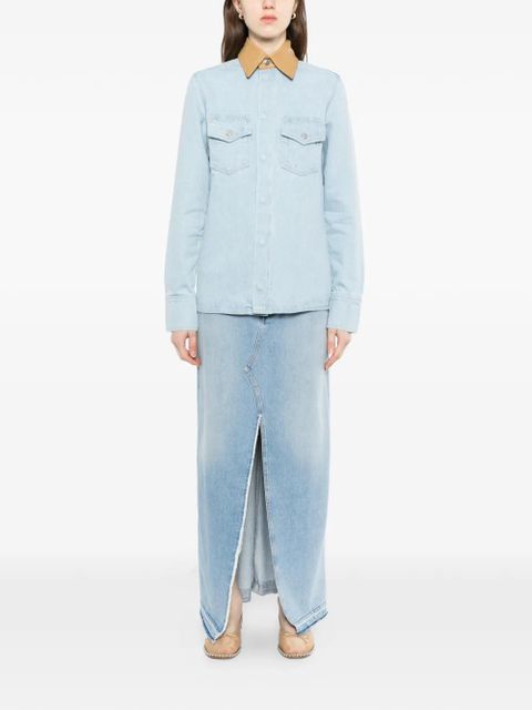 Nanushka exposed-seam cotton shirt - Blue - zdjęcie produktu nr 2