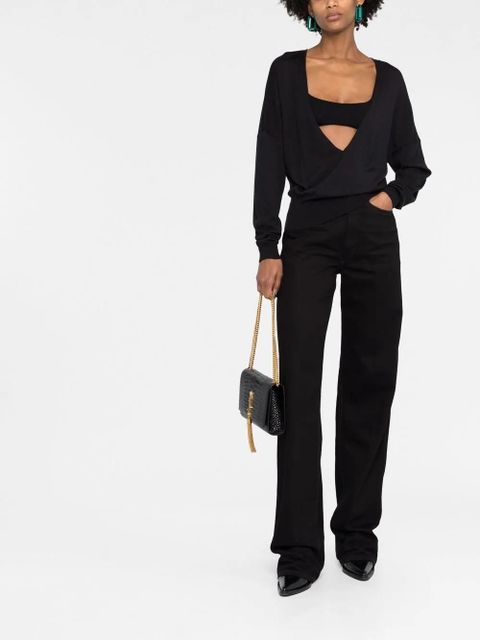Saint Laurent plunging V-neck knit top - Black
