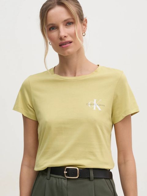 Calvin Klein Jeans t-shirt bawełniany 2-pack damski kolor żółty J20J219734