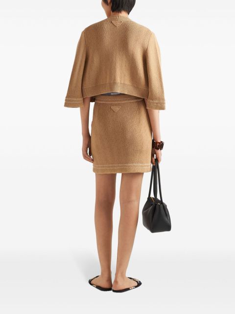 Prada knitted cotton mini skirt - Neutrals
