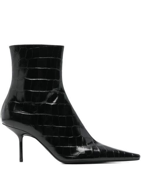 Victoria Beckham Sloan pointed crocodile-effect boots - Black