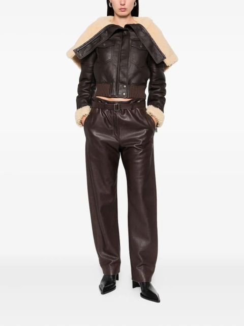 Alexander McQueen shearling-collar leather jacket - Brown - zdjęcie produktu nr 2