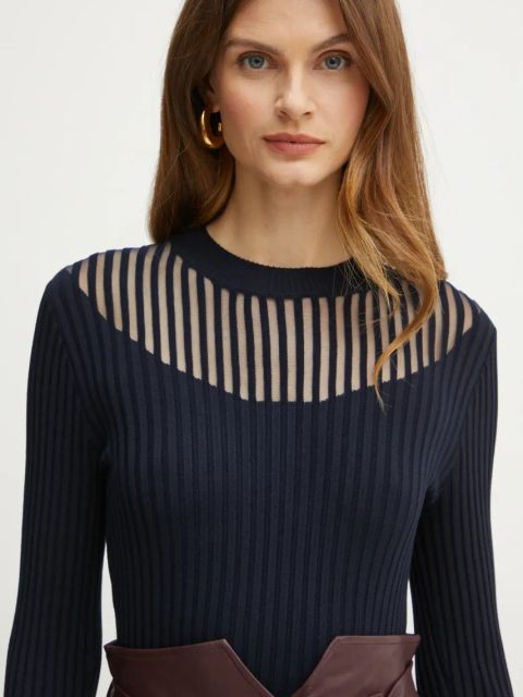 Morgan sweter MANDRIN damski kolor granatowy MANDRIN