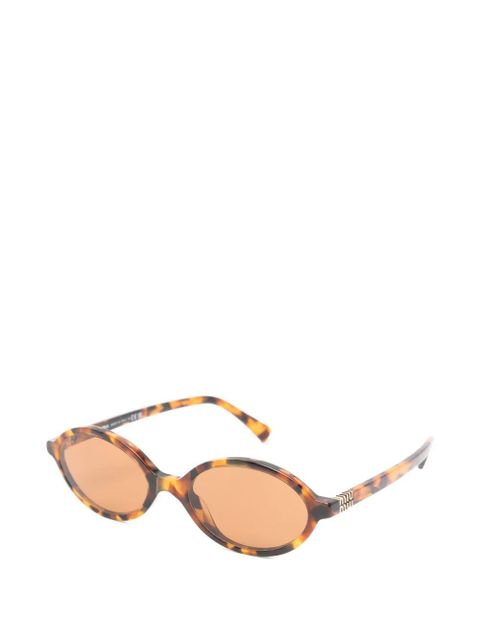 Miu Miu Eyewear tortoiseshell-effect oval-frame sunglasses - Brown - zdjęcie produktu nr 2