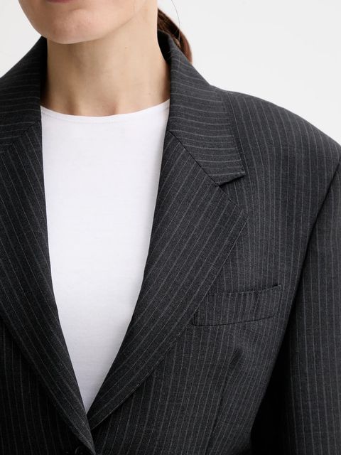 Filippa K marynarka z wełną kolor szary jednorzędowa wzorzysta 31766