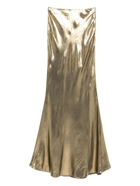 Self-Portrait metallic-effect maxi skirt - Gold - zdjęcie produktu nr 1