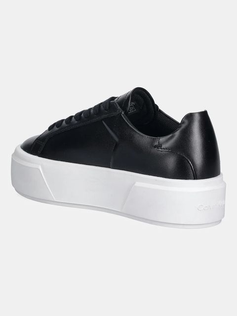 Calvin Klein sneakersy skórzane FLATFORM LACE UP LTH MG damskie kolor czarny YW0YW01928