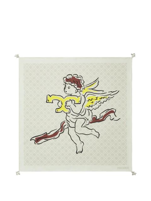 Tory Burch T-Monogram Cherub silk neckerchief - Neutrals