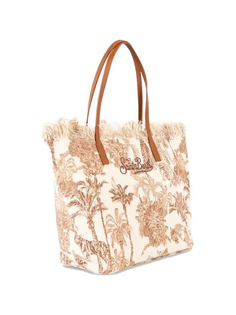 MC2 Saint Barth fringed jungle-print tote bag - Neutrals