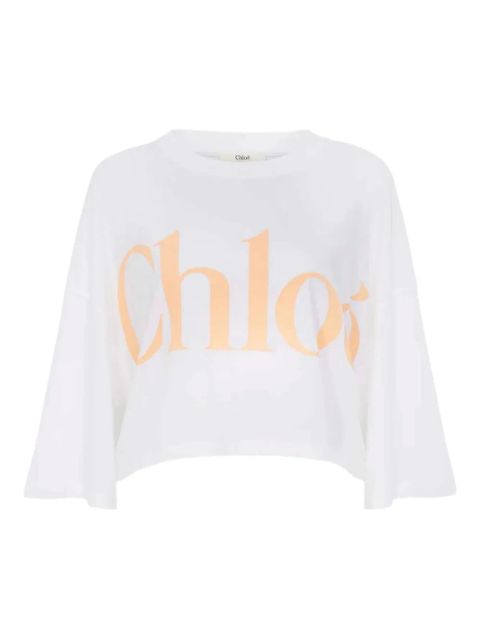 Chloé cropped cotton t-shirt - White - zdjęcie produktu nr 1