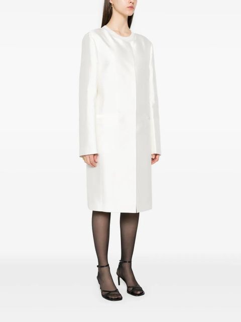 TOTEME collarless silk coat - Neutrals