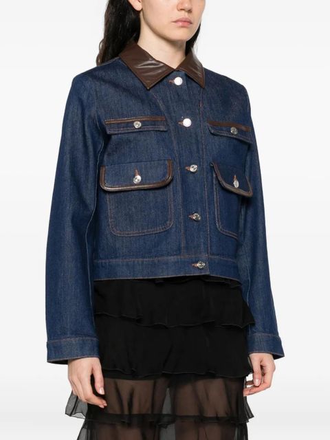 Maje leather-collar denim jacket - Blue - zdjęcie produktu nr 2