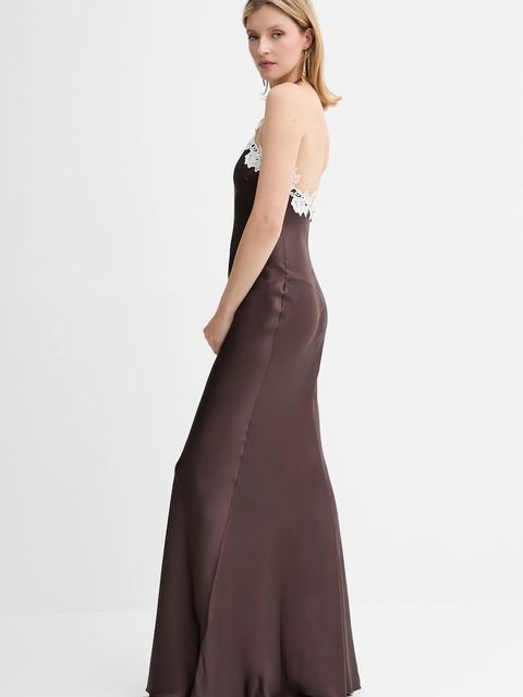 Patrizia Pepe sukienka kolor brązowy maxi rozkloszowana 2A2901 A586