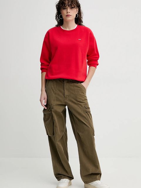 G-Star spodnie damskie kolor zielony fason cargo high waist D26433-D385