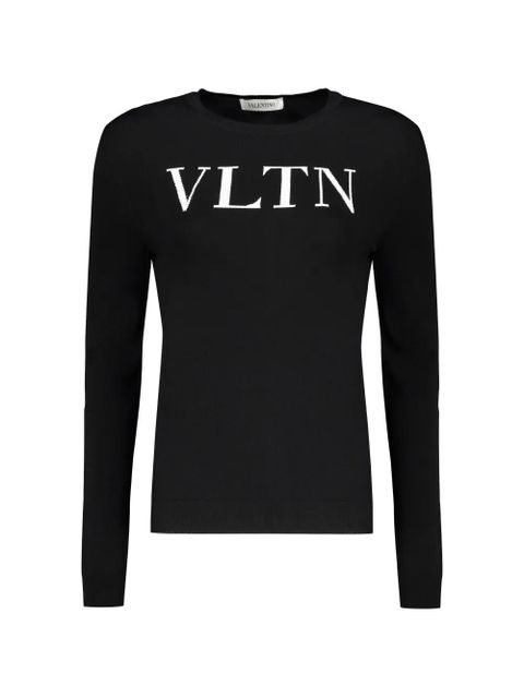 Valentino Garavani logo-intarsia crew-neck sweater - Black - zdjęcie produktu nr 1