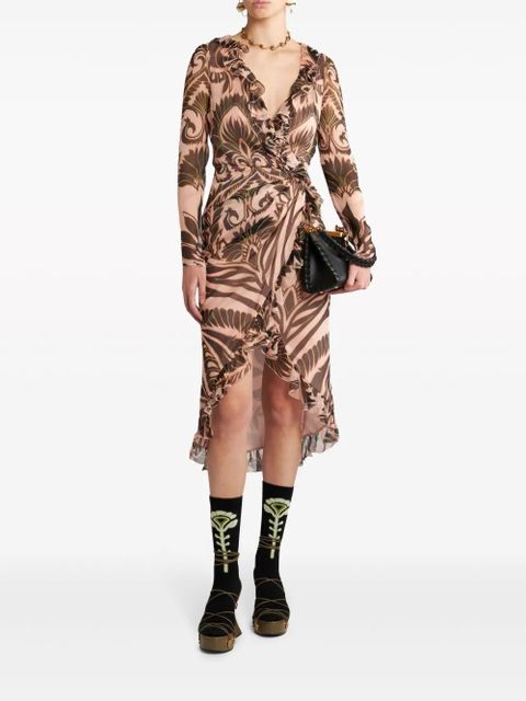 ETRO graphic-print silk dress - Brown