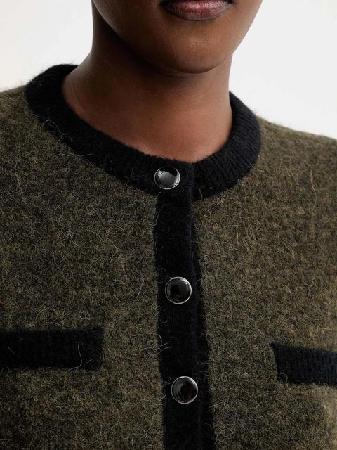 Gestuz kardigan wełniany damski kolor zielony lekki 10910459