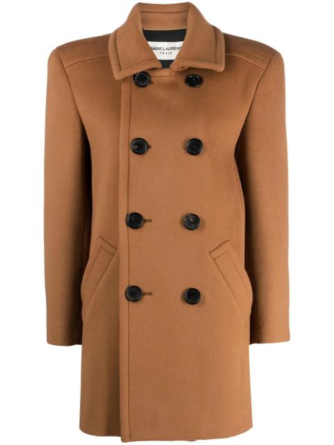 Saint Laurent double-breasted wool coat - Brown - zdjęcie produktu nr 1