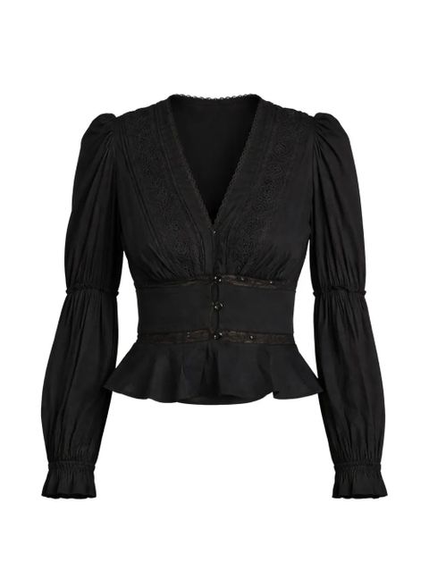 Reformation Meadowlark V-neck blouse - Black - zdjęcie produktu nr 1