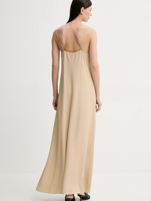 Filippa K sukienka kolor beżowy maxi rozkloszowana 31176