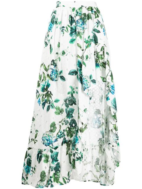 Blumarine asymmetric ruffled floral print skirt - White - zdjęcie produktu nr 1