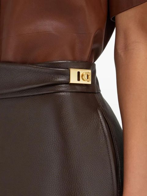 Ferragamo leather slit maxi skirt - Brown
