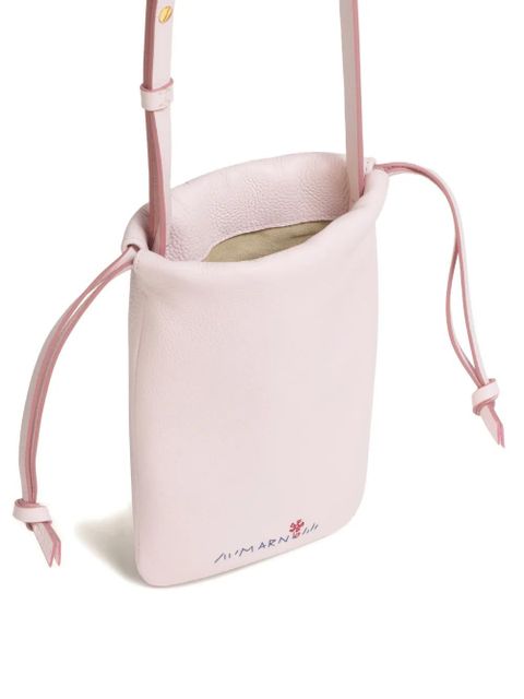 Marni embroidered-logo drawstring phone holder - Pink