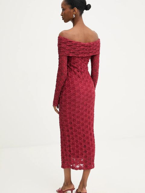 Answear.LAB sukienka kolor czerwony midi dopasowana - zdjęcie produktu nr 2