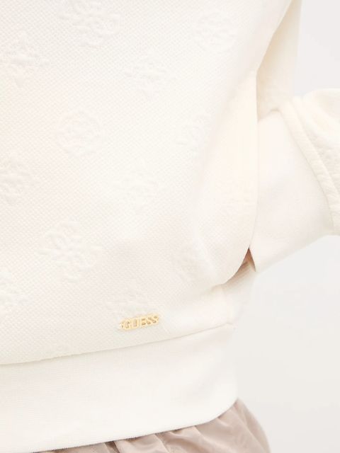 Guess bluza PEONY damska kolor beżowy z kapturem gładka V5YQ06 KBSL2