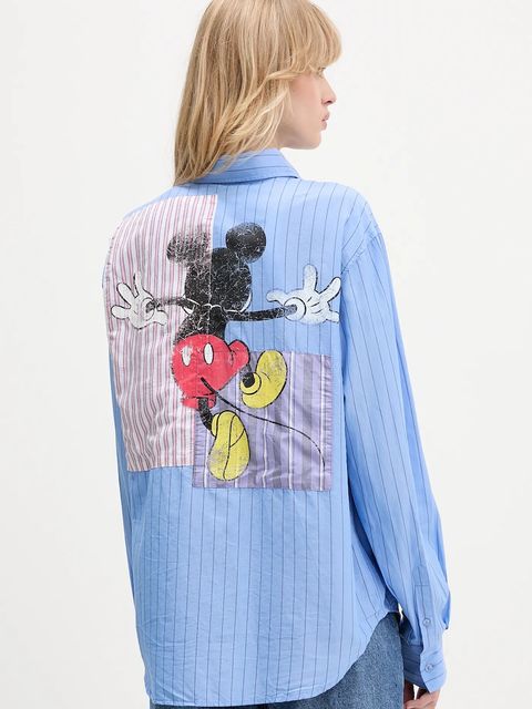 Desigual koszula MICKYSTRIPES damska kolor niebieski relaxed z kołnierzykiem klasycznym 25WWCW19 - zdjęcie produktu nr 1