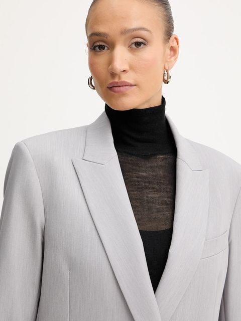 Patrizia Pepe marynarka kolor szary dwurzędowa gładka 2S1543 A498