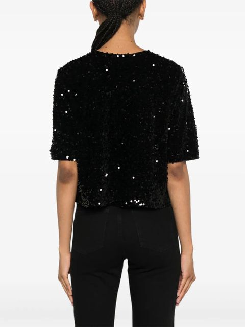 Maje sequinned velvet top - Black